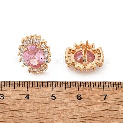 Pendientes de latón ovalado con micro pavé de circonitas cúbicas para mujer&nbsp;EJEW-G428-27G-04