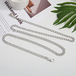Legierung 3-reihige Vollkristall Strass Körperketten&nbsp;WGFFE9E-02
