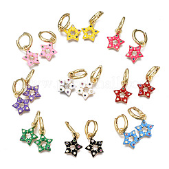 Latón micro pavimenta circonio cúbico pendientes de aro huggie&nbsp;EJEW-T014-41G-NF