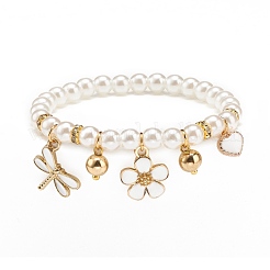 Bracciale elasticizzato con perline in plastica abs con ciondoli in lega smaltata per bambini&nbsp;BJEW-JB08524