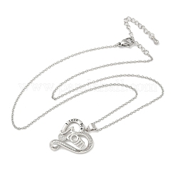 Muttertags-Halsketten aus Messing mit Mikropflaster und klarem Zirkonia „I love you mom“ Herzanhänger für Frauen&nbsp;LS-NJEW-C085-01D-P