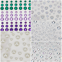 1 Beutel halbrunde Acryl-Strasse und ABS-Perlen-Imitationsaufkleber&nbsp;DIY-CP0013-55