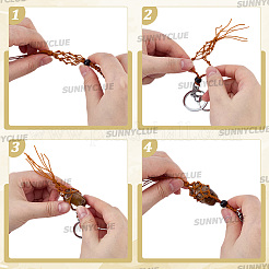 4 portachiavi in filo di nylon e perline di vetro di 4 colori&nbsp;KEYC-SC0002-16
