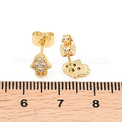 Orecchini a bottone in ottone con zirconi chiari e micro pavè&nbsp;EJEW-F405-21B-G