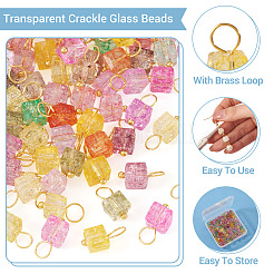 100 Stück 10-farbige transparente Crackle-Glasanhänger&nbsp;PALLOY-TAC0283