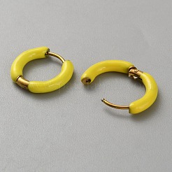 Boucles d'oreilles créoles en acier inoxydable 316 avec anneau en émail&nbsp;EJEW-WH0035-01E