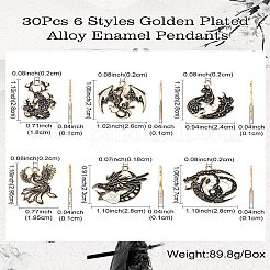 30pcs 6 Arten vergoldete Legierung Emaille-Anhänger&nbsp;ENAM-CJ0006-36