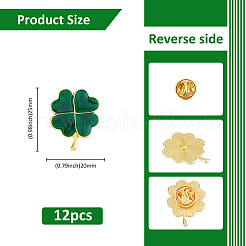 12 broche trèfle en alliage émaillé pour la Saint-Patrick&nbsp;JEWB-FH0001-64B