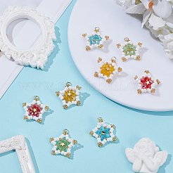 8 pendentif étoile en perles de verre de 4 couleurs&nbsp;PALLOY-GO00067