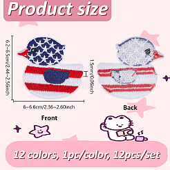 12 Stück 12 Farben Ente Polyester computergesteuerte Stickerei Stoff zum Aufbügeln/Aufnähen Patches&nbsp;DIY-WH0890-26