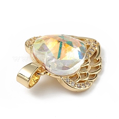 Pendenti in vero ottone placcato in oro 18k placcato in cremagliera con micro pavé di zirconi cubici trasparenti&nbsp;KK-C015-29G-04