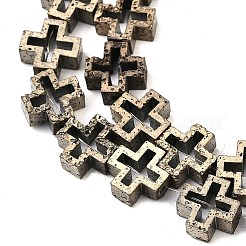 Fili di perle di roccia lavica naturale elettrodeposta&nbsp;G-K388-02G