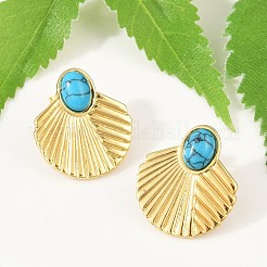 Boucles d'oreilles à tige en acier inoxydable 304 avec turquoise synthétique pour femme&nbsp;EJEW-U046-17A-G