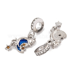 Zahnstangenüberzuglegierungs-Kristallrhinestone-europäische baumelnde Charme&nbsp;FIND-C055-23P