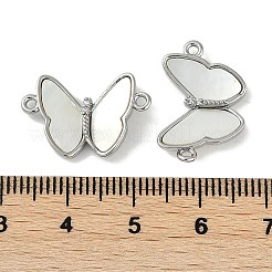 Ciondolo connettore farfalla in ottone micro pavé di zirconi cubici trasparenti pavé di conchiglia naturale&nbsp;KK-P283-05P