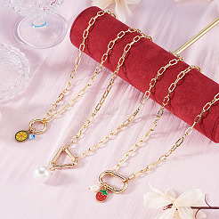 2 collier en chaîne avec trombone en laiton&nbsp;NJEW-TAC0046