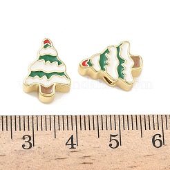 Cuentas de esmalte de latón navideñas&nbsp;KK-I474-G22