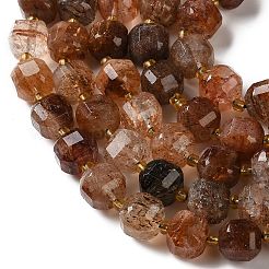 Hebras de cuentas de cuarzo rutilado de oro negro natural&nbsp;GG-CBABD99-03B