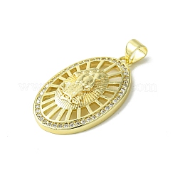 Vrais pendentifs en laiton plaqué 18k or véritable micro pavé zircone cubique clair&nbsp;KK-H472-34G-02