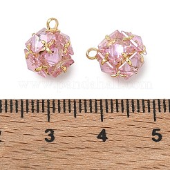 Ciondoli in ottone con pavé di zirconi rosa&nbsp;CU-CBAD360-08G-03
