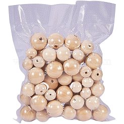 Perles rondes en bois non fini&nbsp;WOOD-PH0004-02-NF