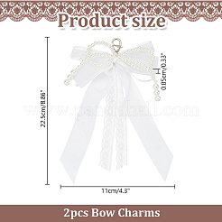 2 ciondolo decorativo in plastica con perle e pizzo finti e fiocco&nbsp;DIY-HY0002-09