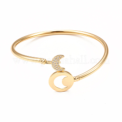 Armreifen aus Messing mit Micropave-Kubikzirkonia-Beschichtung&nbsp;BJEW-E071-19G-02