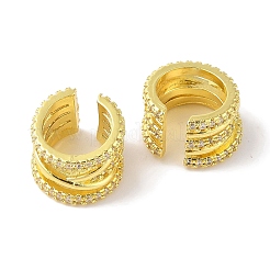 Orecchini da donna con polsino in ottone con micro pavé di zirconi trasparenti&nbsp;EJEW-I305-41G