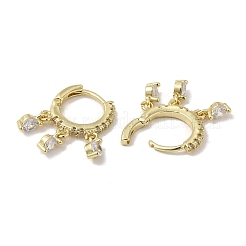 Orecchini a cerchio pendenti da donna con pavé di zirconi cubici in ottone placcato a cremagliera&nbsp;EJEW-C097-18G