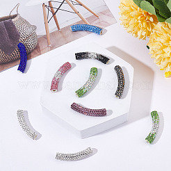 16 Stück 8 Stil Messing Strass & Polymer Clay Strass gebogene Röhrenperlen&nbsp;RB-SC0001-07