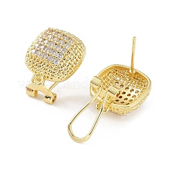 Hallazgo de aretes cuadrados de circonita cúbica con micro pavé de latón&nbsp;KK-E083-03G