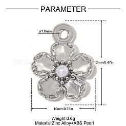 Breloques en alliage de zinc et plastique ABS imitation perle&nbsp;AL-OY001-11P