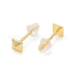 Pendientes de tuerca de pirámide de latón chapado en rack para mujer&nbsp;KK-B069-03G