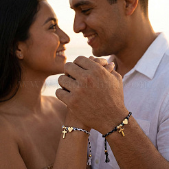 2 Stück Armbandset aus Edelstahl 304 mit Herz- und Kreuzmotiv für Paare&nbsp;PA4727-3