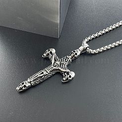 Modische Halsketten mit gotischem Totenkopf-Kreuz-Anhänger aus 304 Edelstahl für Männer&nbsp;KE0152