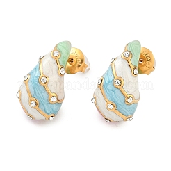 Orecchini a bottone in acciaio inossidabile smaltato 304&nbsp;EJEW-F353-03G-02