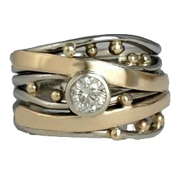 Bagues en alliage de cristal et strass pour femmes&nbsp;FS-WG90DB9-05