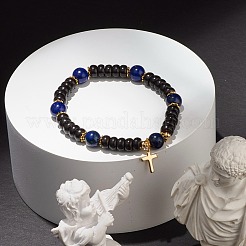 Bracciale elasticizzato con perline a disco in legno di cocco&nbsp;BJEW-JB07361