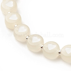Bracciale elastico con perline acriliche a forma di cuore e ematite sintetica per donna&nbsp;BJEW-JB08159