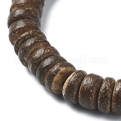 Braccialetto elasticizzato con perline di roccia lavica naturale tinta e rondelle di cocco&nbsp;BJEW-JB09678