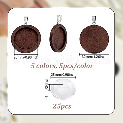 25 pz. 5 colori cabochon per ciondolo in legno&nbsp;WOOD-GA0001-92