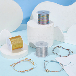 3 rollo de cordón metálico trenzado de poliéster de 3 capas y 3 colores&nbsp;OCOR-BC0006-24