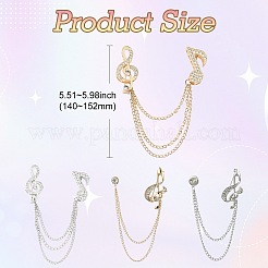 4 pz 4 stili cristallo strass doppia nota musicale con catena di sicurezza spilla maglione appesa&nbsp;JEWB-CJ0001-63