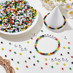 Kit de perles en verre (4 couleur) et 200 perles acryliques&nbsp;DIY-SC0033-85