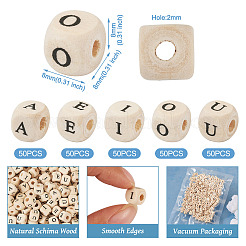250 Stück 5 Stile bedruckte natürliche Schima-Holzperlen&nbsp;WOOD-KS0001-22