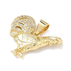 Pendenti in zirconi cubici trasparenti in micro pavè di ottone&nbsp;KK-P349-01G