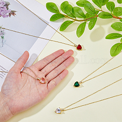 4 Stück 4 Farben Messing Micro Pave Zirkonia Herz Anhänger Halsketten Set&nbsp;NJEW-FI0001-58