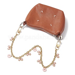 Legierung Emaille rosa Bowknot Quaste 304 Edelstahl Kabel Kette Tasche dekorative Ketten&nbsp;AJEW-BA00171-01