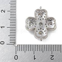 Gestellplattierung Messing klare Zirkonia Kleeblatt Verbindungsstück Charms&nbsp;KK-A234-037P