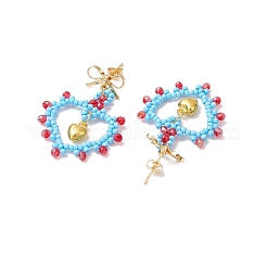 Orecchini pendenti con perline di vetro&nbsp;EJEW-MZ00396-04